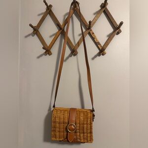 Vintage GIUDI Italy Wicker & Leather Crossbody Excellent condition travel boho